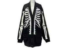Load image into Gallery viewer, KAPITAL キャピタル ビバーク カーディガン K1910LC128 サイズ3 ボーン プリント ヴィンテージ加工 ブラック カーキ 美品 中古 4c074105