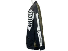 Load image into Gallery viewer, KAPITAL キャピタル ビバーク カーディガン K1910LC128 サイズ3 ボーン プリント ヴィンテージ加工 ブラック カーキ 美品 中古 4c074105