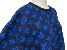 画像をギャラリービューアに読み込む, LOUIS VUITTON ルイヴィトン モノグラムジャガード スウェット トレーナー 19AW ブルー ネイビー サイズM 美品 中古 4c074107