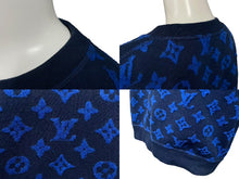 画像をギャラリービューアに読み込む, LOUIS VUITTON ルイヴィトン モノグラムジャガード スウェット トレーナー 19AW ブルー ネイビー サイズM 美品 中古 4c074107