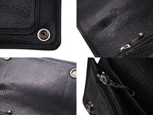 画像をギャラリービューアに読み込む, CHROME HEARTS クロムハーツ 1ジップクロスボタンレザーウォレット 二つ折り財布 レザー シルバー925 ブラック 美品 中古 4c074113