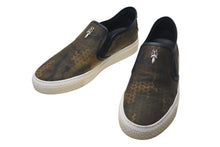 画像をギャラリービューアに読み込む, CHROME HEARTS クロムハーツ レザースリッポン サイズ41 25.5cm ダガー CHプラスパッチ カモフラ柄 カーキ 美品 中古 4c074115