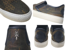 画像をギャラリービューアに読み込む, CHROME HEARTS クロムハーツ レザースリッポン サイズ41 25.5cm ダガー CHプラスパッチ カモフラ柄 カーキ 美品 中古 4c074115