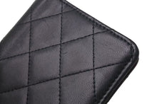 Load image into Gallery viewer, CHANEL シャネル ココマーク 手帳ケース キルティング 13番台 イタリア製 ラムスキン ブラック シルバー金具 美品 中古 4c074118