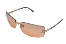 Load image into Gallery viewer, 極美品 CHANEL シャネル リムレス サングラス メガネ 4113 イタリア製 メタル レザー オレンジ ゴールド金具 65□15 美品 中古 4c074125