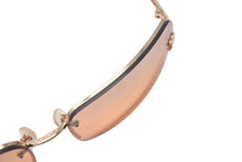Load image into Gallery viewer, 極美品 CHANEL シャネル リムレス サングラス メガネ 4113 イタリア製 メタル レザー オレンジ ゴールド金具 65□15 美品 中古 4c074125