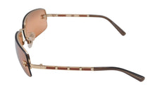 Load image into Gallery viewer, 極美品 CHANEL シャネル リムレス サングラス メガネ 4113 イタリア製 メタル レザー オレンジ ゴールド金具 65□15 美品 中古 4c074125