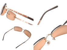 Load image into Gallery viewer, 極美品 CHANEL シャネル リムレス サングラス メガネ 4113 イタリア製 メタル レザー オレンジ ゴールド金具 65□15 美品 中古 4c074125