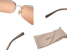 Load image into Gallery viewer, 極美品 CHANEL シャネル リムレス サングラス メガネ 4113 イタリア製 メタル レザー オレンジ ゴールド金具 65□15 美品 中古 4c074125