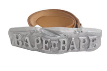 画像をギャラリービューアに読み込む, A BATHING APE アベイシングエイプ BAPE ベイプ ベルト サイズL ベージュ レザー 美品 中古 4c074143