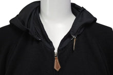 Load image into Gallery viewer, HERMES エルメス ニット パーカー ジップアップ ナイロン切替 ウール ナイロン レザー ブラック ブラウン サイズS 美品 中古 4c074146