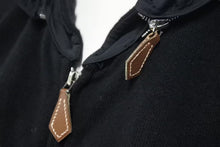Load image into Gallery viewer, HERMES エルメス ニット パーカー ジップアップ ナイロン切替 ウール ナイロン レザー ブラック ブラウン サイズS 美品 中古 4c074146