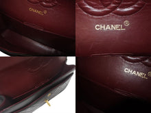 Load image into Gallery viewer, CHANEL シャネル マトラッセ25 Wフラップ Wチェーンショルダーバッグ 2番台 ラムスキン ココマーク ブラック ゴールド金具 美品 中古 4c074152