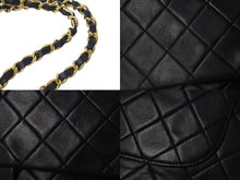 Load image into Gallery viewer, CHANEL シャネル マトラッセ25 Wフラップ Wチェーンショルダーバッグ 1番台 ラムスキン ココマーク ブラック ゴールド金具 美品 中古 4c074153
