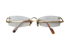 画像をギャラリービューアに読み込む, CARTIER カルティエ ツーポイント メガネ ゴールド オレンジ メタル 度入り 2648420 アイウェア 小物 美品 中古 4c074157