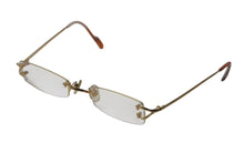 画像をギャラリービューアに読み込む, CARTIER カルティエ ツーポイント メガネ ゴールド オレンジ メタル 度入り 2648420 アイウェア 小物 美品 中古 4c074157