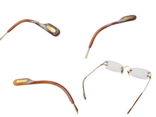 画像をギャラリービューアに読み込む, CARTIER カルティエ ツーポイント メガネ ゴールド オレンジ メタル 度入り 2648420 アイウェア 小物 美品 中古 4c074157