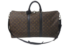 画像をギャラリービューアに読み込む, 極美品 LOUIS VUITTON ルイヴィトン キーポルバンドリエール55 ボストンバッグ M56714 モノグラムマカサー ブラック 中古 4c074160