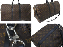 画像をギャラリービューアに読み込む, 極美品 LOUIS VUITTON ルイヴィトン キーポルバンドリエール55 ボストンバッグ M56714 モノグラムマカサー ブラック 中古 4c074160