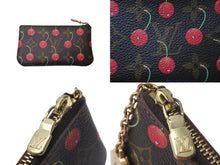 画像をギャラリービューアに読み込む, 極美品 LOUIS VUITTON ルイヴィトン モノグラム チェリー ポシェットクレ コインケース ブラウン レッド 村上隆 M95042 中古 4c074161