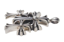 画像をギャラリービューアに読み込む, CHROME HEARTS クロムハーツ トリプルCHクロス ペンダント スモール 重量約53.8g シルバー925 美品 中古 4c074171