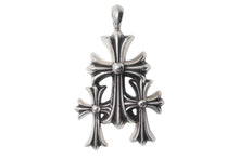 画像をギャラリービューアに読み込む, CHROME HEARTS クロムハーツ トリプルCHクロス ペンダント スモール 重量約53.6g シルバー925 美品 中古 4c074173
