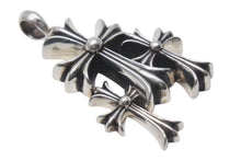 画像をギャラリービューアに読み込む, CHROME HEARTS クロムハーツ トリプルCHクロス ペンダント スモール 重量約53.6g シルバー925 美品 中古 4c074173