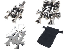 画像をギャラリービューアに読み込む, CHROME HEARTS クロムハーツ トリプルCHクロス ペンダント スモール 重量約53.6g シルバー925 美品 中古 4c074173