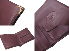 画像をギャラリービューアに読み込む, CARTIER カルティエ ヴィンテージ マストライン コンパクトウォレット ショートウォレット 財布 ボルドー 中古 4c074190