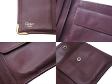 画像をギャラリービューアに読み込む, CARTIER カルティエ ヴィンテージ マストライン コンパクトウォレット ショートウォレット 財布 ボルドー 中古 4c074190