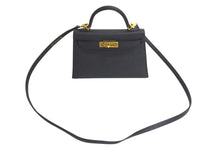 Load image into Gallery viewer, HERMES エルメス ミニケリー2 ヴォーエプソン ブラック ゴールド金具 外縫い 2WAY ショルダーバッグ X刻印 美品 中古 4c074197