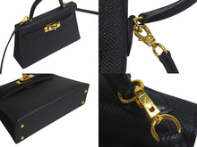 Load image into Gallery viewer, HERMES エルメス ミニケリー2 ヴォーエプソン ブラック ゴールド金具 外縫い 2WAY ショルダーバッグ X刻印 美品 中古 4c074197