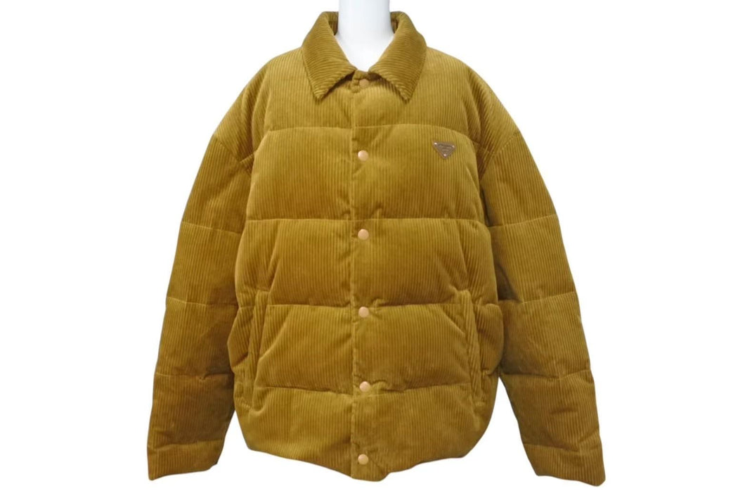 極美品 PRADA 24AW Cropped Corduroy Down Jacket Barley クロップド コーデュロイ ダウン ジャケット バーリー Mサイズ 中古 4c074200