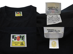 極美品 A BATHING APE BAPE アベイシングエイプ SUPER BUSY WORKS 001TEK801006M Tシャツ ブラック2XL 中古 4c074214