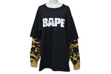 画像をギャラリービューアに読み込む, A BATHING APE アベイシングエイプ 迷彩切り替え長袖Tシャツ ロンT カモフラージュ XLサイズ 001LTH801009M 美品 中古 4c074225