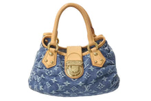 Load image into Gallery viewer, LOUIS VUITTON ルイヴィトン モノグラムデニム ミニプリーティ PM ハンドバッグ M95020 レザー ブルー 美品 中古 4c074246