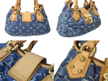 Load image into Gallery viewer, LOUIS VUITTON ルイヴィトン モノグラムデニム ミニプリーティ PM ハンドバッグ M95020 レザー ブルー 美品 中古 4c074246