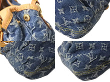 Load image into Gallery viewer, LOUIS VUITTON ルイヴィトン モノグラムデニム ミニプリーティ PM ハンドバッグ M95020 レザー ブルー 美品 中古 4c074246