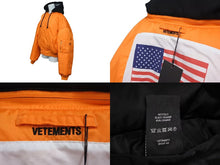 Load image into Gallery viewer, VETEMENTS ヴェトモン デムナ期 ALPHA ボンバージャケット リバーシブル 2017 オレンジ ブラック TA01298076 美品 中古 4c074256