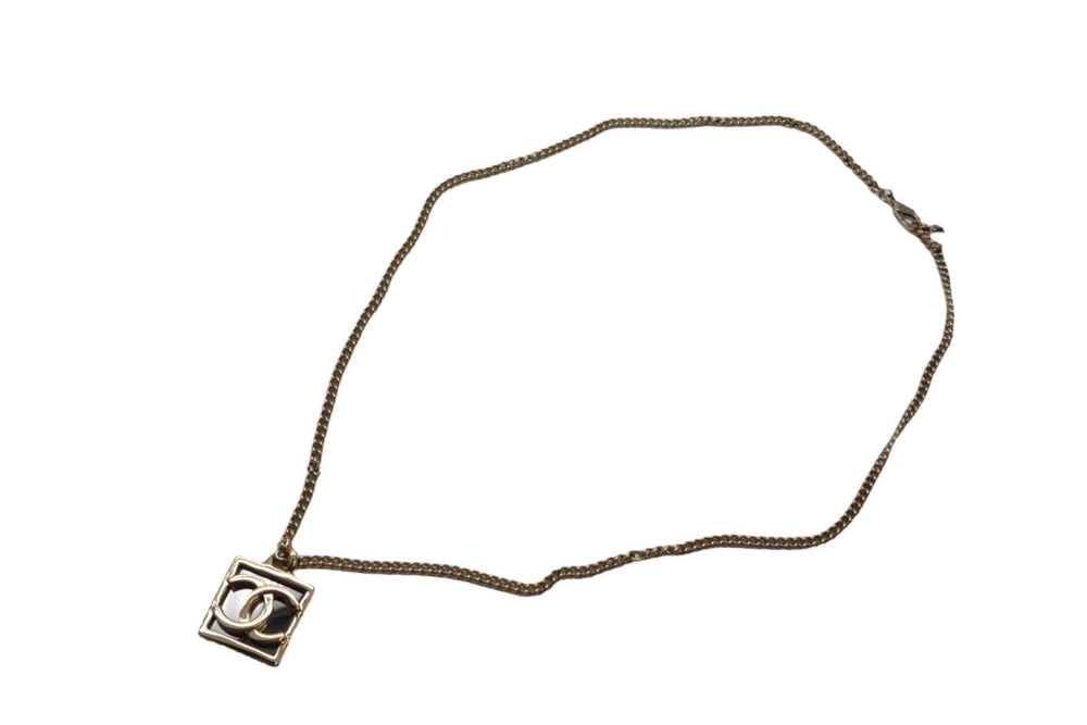 Very Good Condition CHANEL Necklace Square Here Mark Accessory 2way ABB742 A23B Engraved GP Gold Used 4c074262