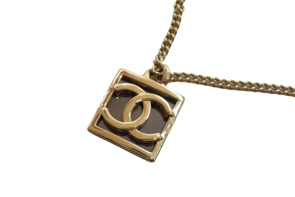Very Good Condition CHANEL Necklace Square Here Mark Accessory 2way ABB742 A23B Engraved GP Gold Used 4c074262