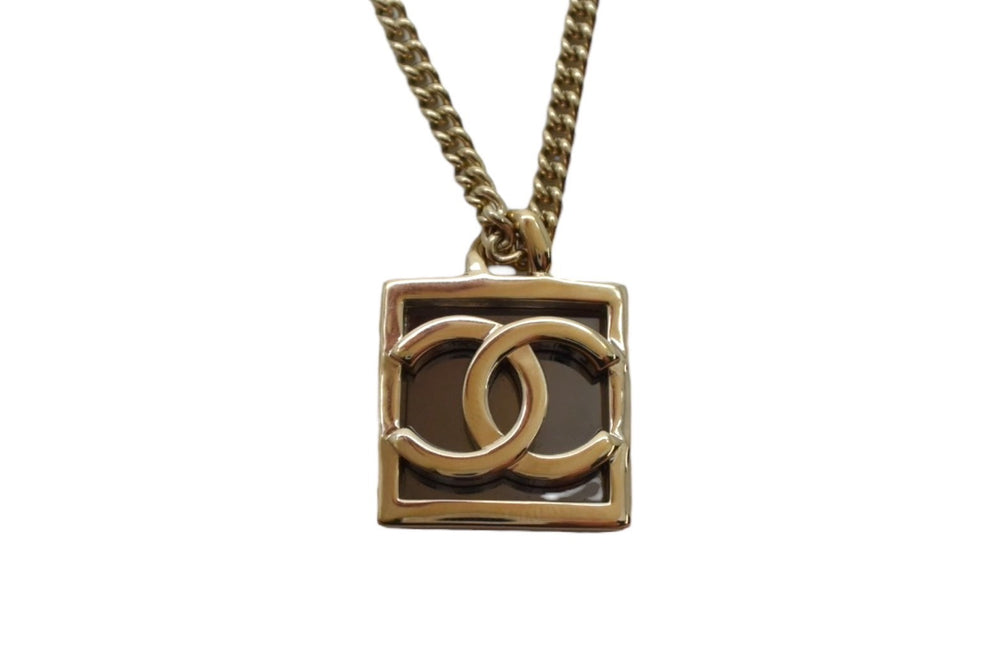 Very Good Condition CHANEL Necklace Square Here Mark Accessory 2way ABB742 A23B Engraved GP Gold Used 4c074262