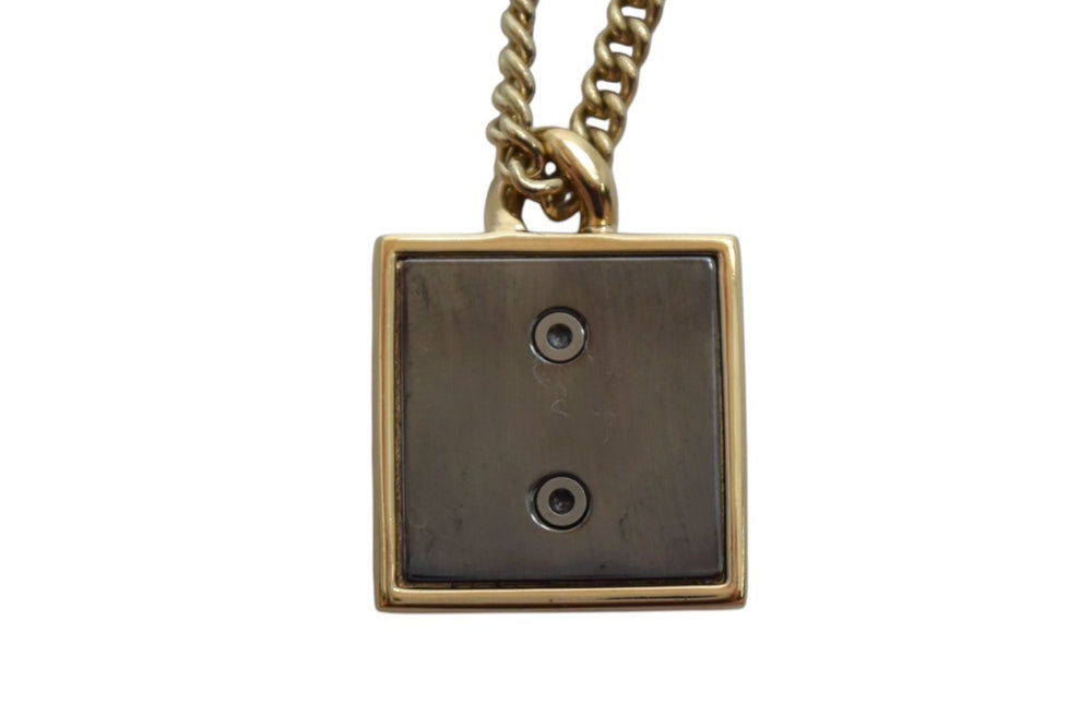 Very Good Condition CHANEL Necklace Square Here Mark Accessory 2way ABB742 A23B Engraved GP Gold Used 4c074262