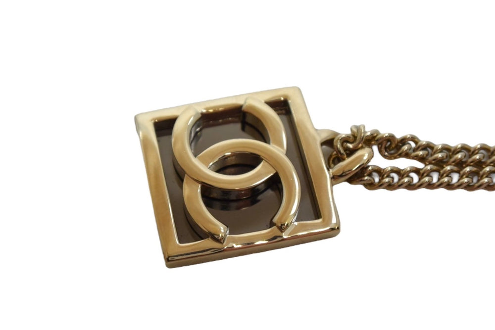 Very Good Condition CHANEL Necklace Square Here Mark Accessory 2way ABB742 A23B Engraved GP Gold Used 4c074262