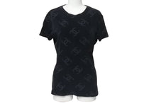 画像をギャラリービューアに読み込む, 極美品 CHANEL シャネル ココマーク ベロア トップス Tシャツ P06933V04730 サイズ40 ヴィンテージ ブラック 総柄 中古 4c074265