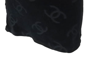 Very Good Condition CHANEL Coco Mark Velor Tops T-shirt P06933V04730 Size 40 Vintage Black All Over Pattern Used 4c074265