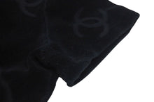 画像をギャラリービューアに読み込む, 極美品 CHANEL シャネル ココマーク ベロア トップス Tシャツ P06933V04730 サイズ40 ヴィンテージ ブラック 総柄 中古 4c074265