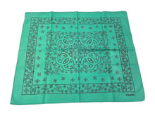 Load image into Gallery viewer, CHANEL シャネル スカーフ バンダナ柄 ココマーク ペイズリー ハンカチ グリーン コットン 良品 中古 4c074276