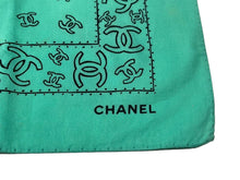 Load image into Gallery viewer, CHANEL シャネル スカーフ バンダナ柄 ココマーク ペイズリー ハンカチ グリーン コットン 良品 中古 4c074276