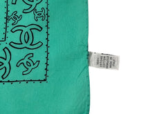 Load image into Gallery viewer, CHANEL シャネル スカーフ バンダナ柄 ココマーク ペイズリー ハンカチ グリーン コットン 良品 中古 4c074276